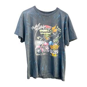 Rare Vintage CMJ 3D Emblem Alligator Bike Week AOP Single Stitch Shirt Large